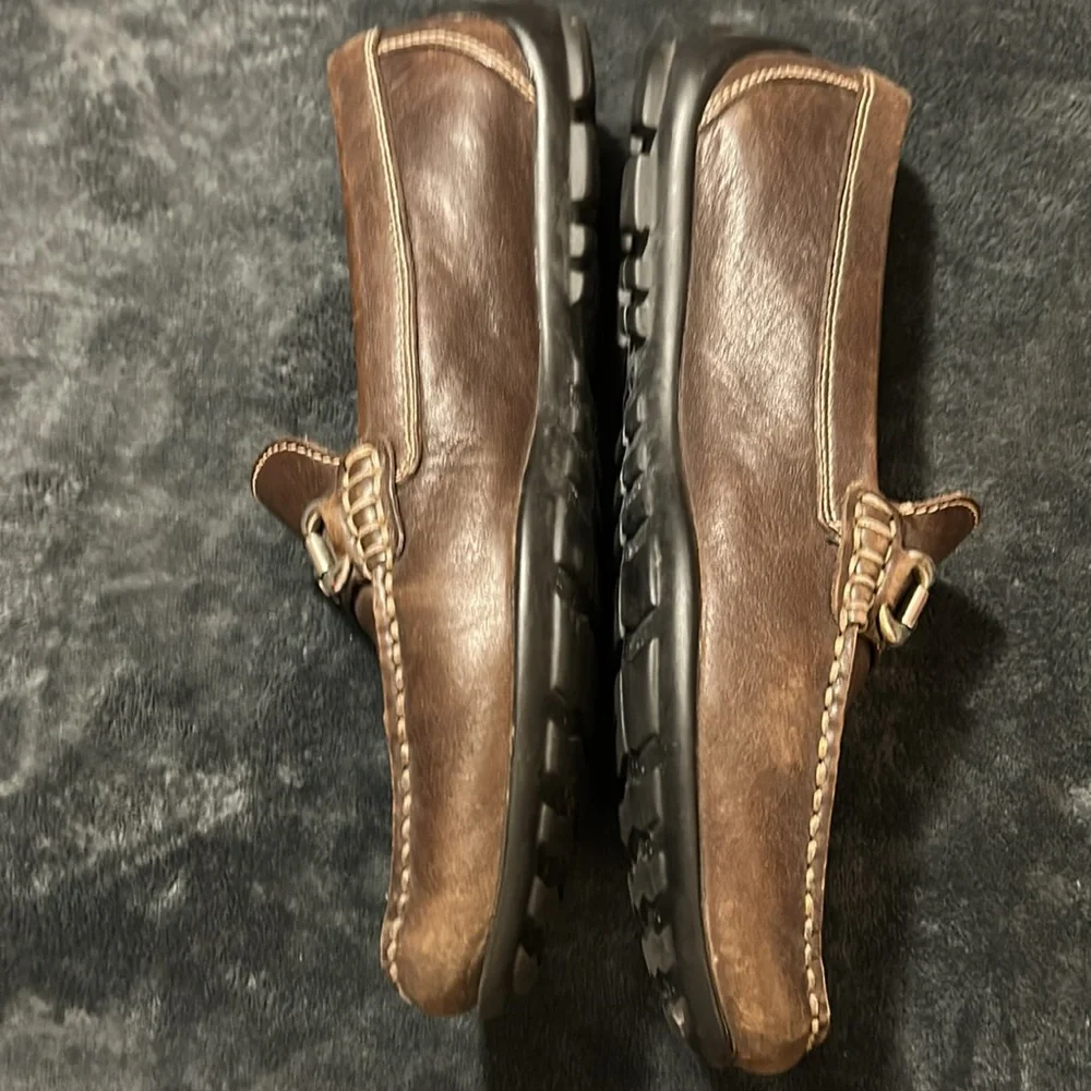 Geox Brown Leather Slip-On Loafers with Classic Stitching